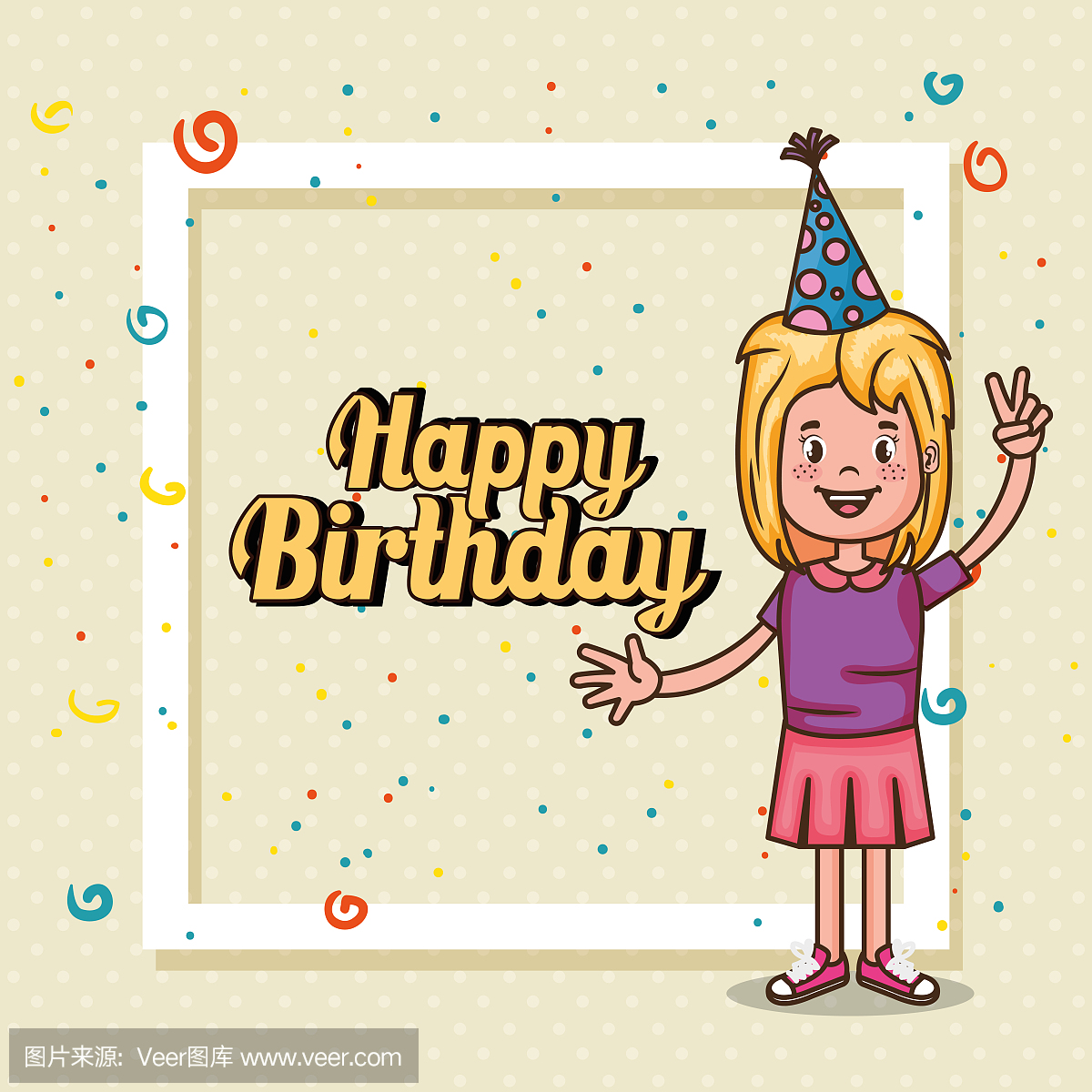 与小女孩的女生a女生生日卡片英文_哒哒哒哒图片