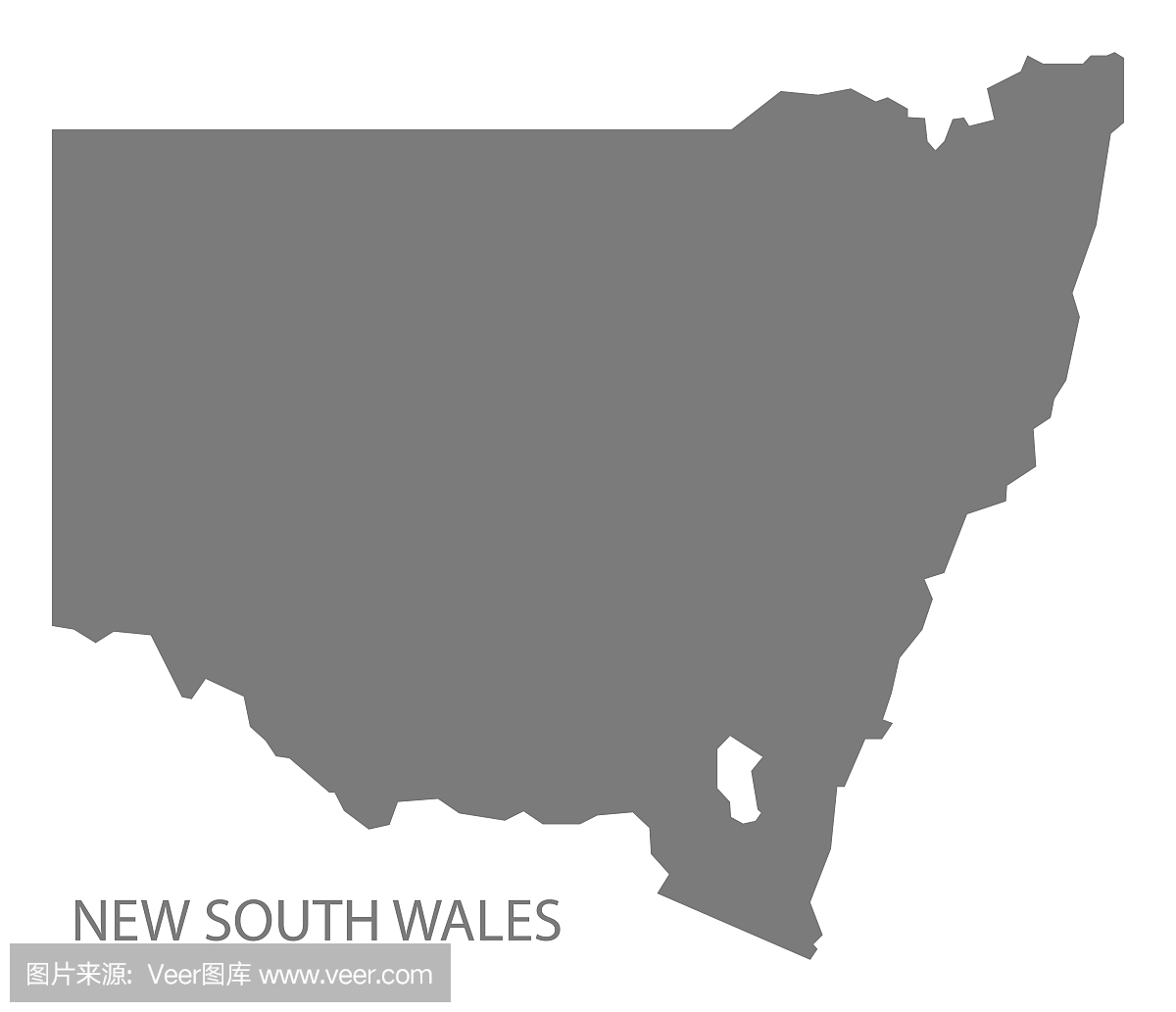 新南威尔士澳大利亚地图灰色