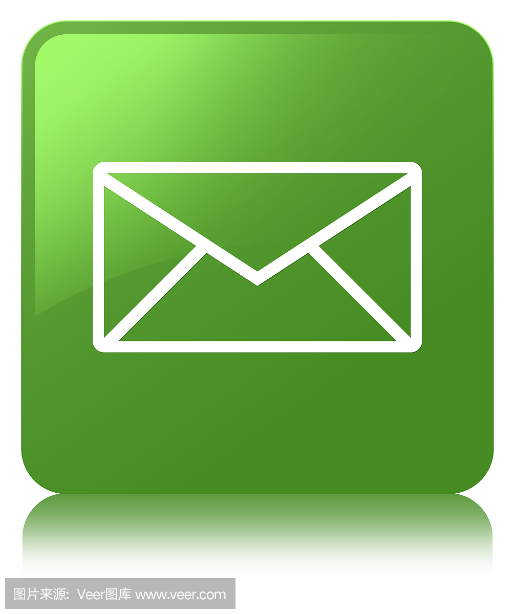 电子邮件图标软绿色方形按钮