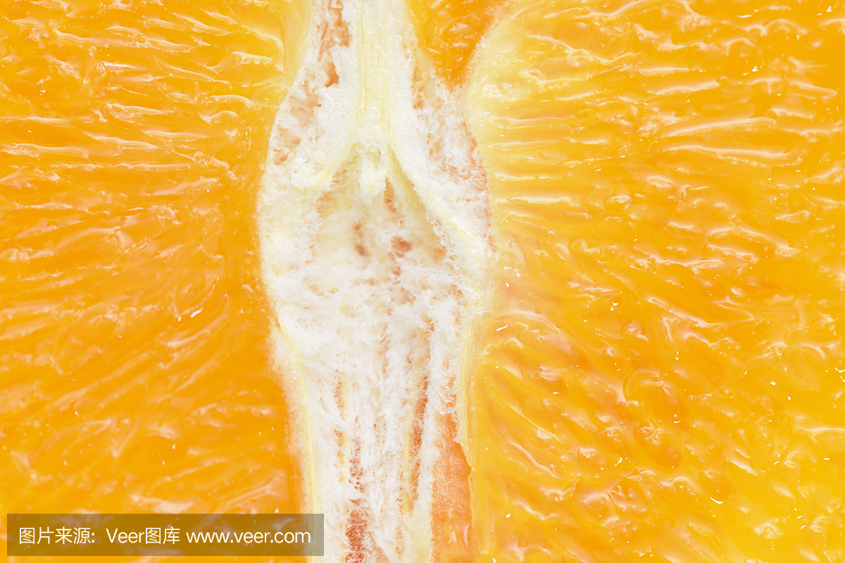橙色的宏观,橙色,结构和纤维中间的内部