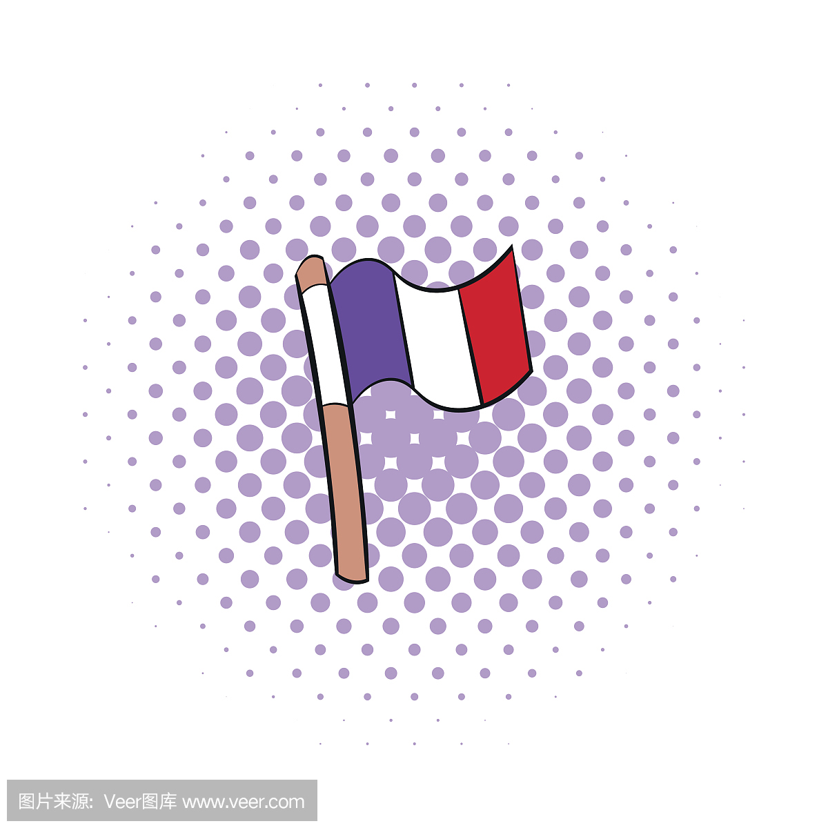 国旗的漫画风格的法国图标