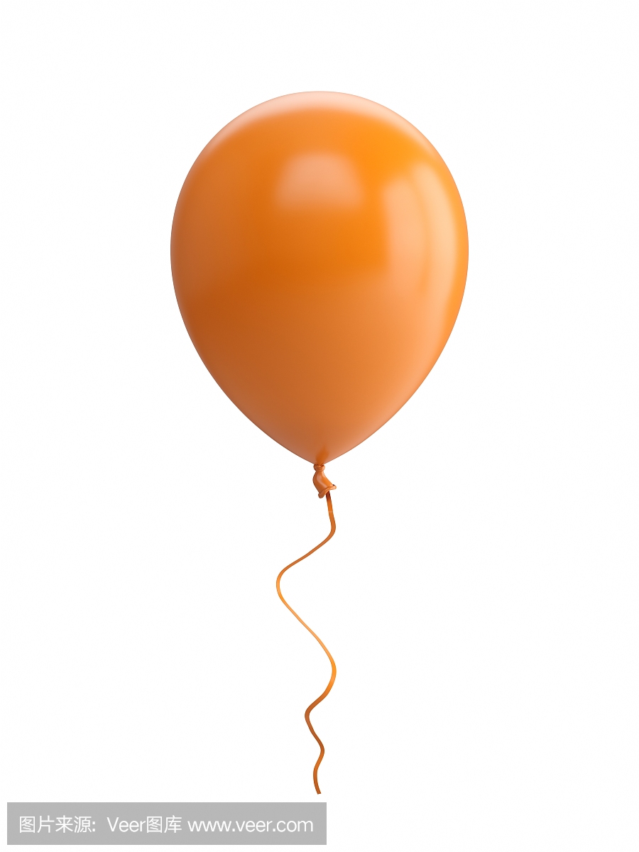 3D渲染橙色气球孤立在白色背景