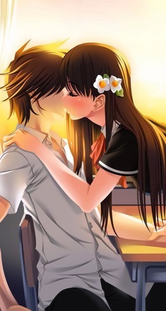 浪漫情侣接吻卡通iphone手机壁纸-高清手机壁-184kb