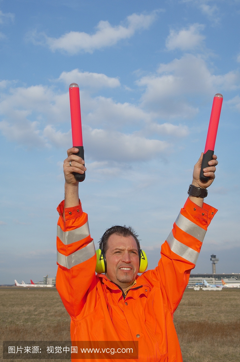 机场地勤人员向飞机,杜塞尔多夫机场,北威斯特