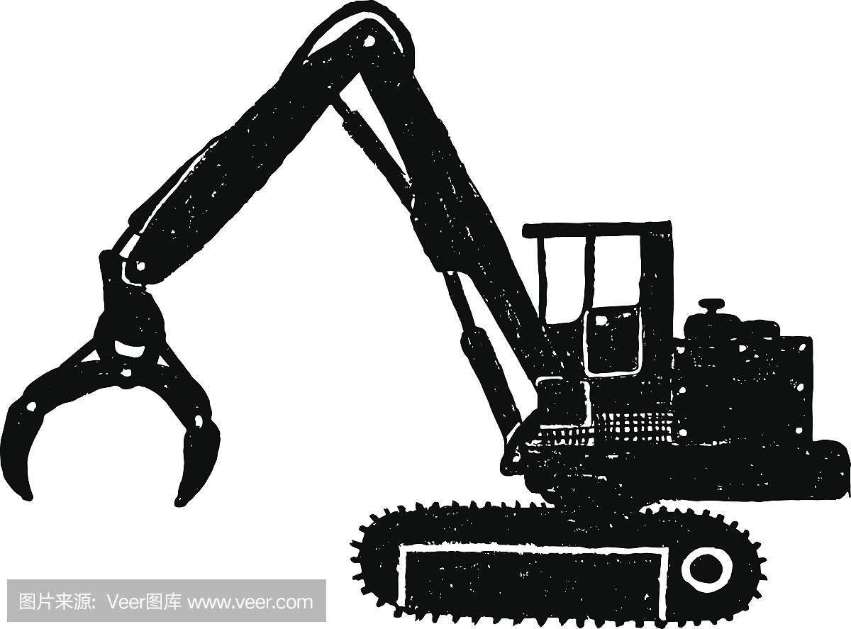 手绘图标与纹理木材装载机矢量图