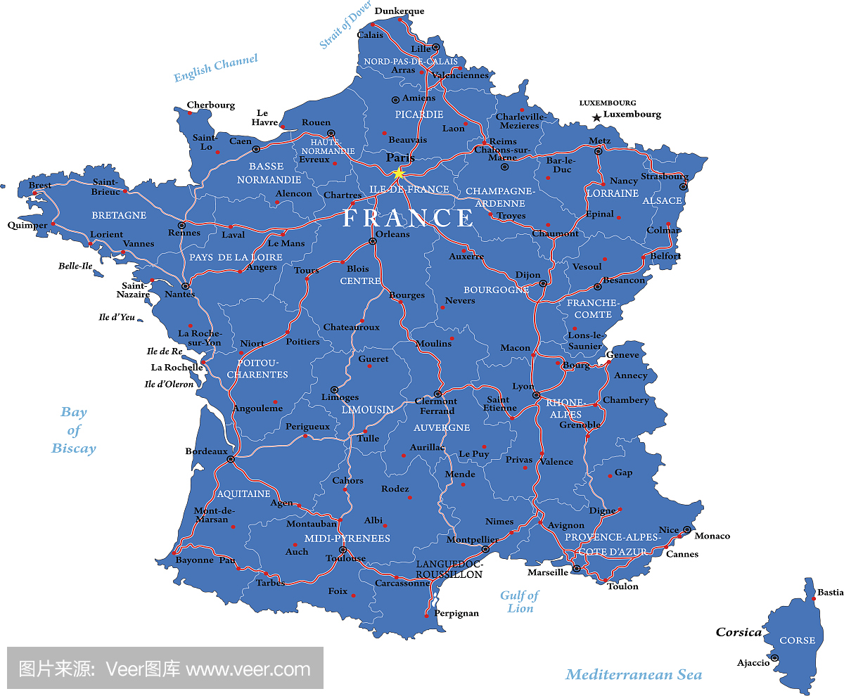 矢量图的法国地图