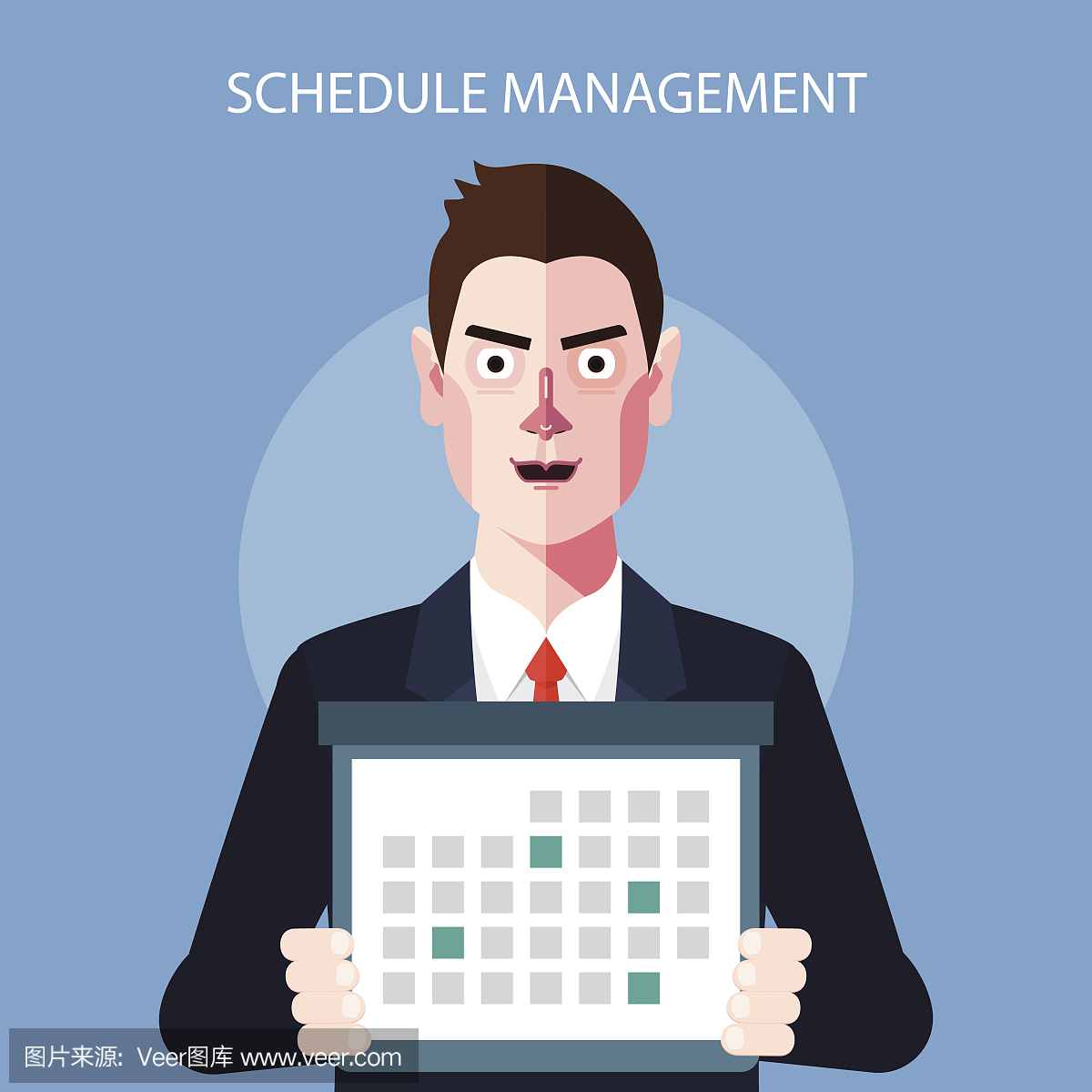 时间表管理者概念插图的平面特征