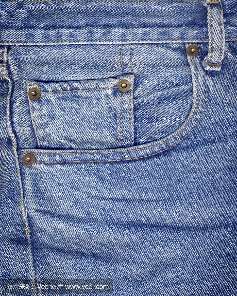 高分辨率蓝色牛仔裤裤子细节
