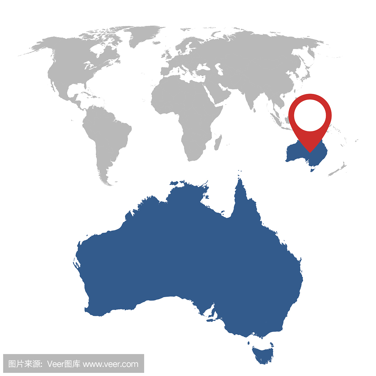 澳大利亚和世界地图导航集的详细地图。平矢量