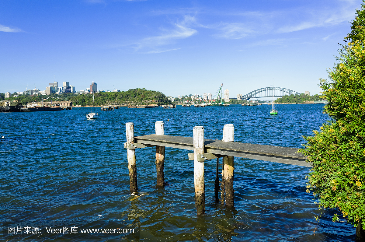 从Birchgrove郊区看到的悉尼海港大桥