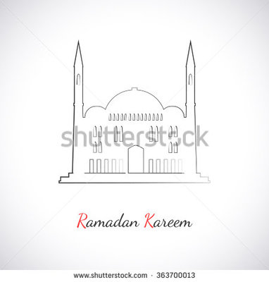 Single flat icon of Mosque isolated on white bac Single flat icon of Mosque isolated on white bac