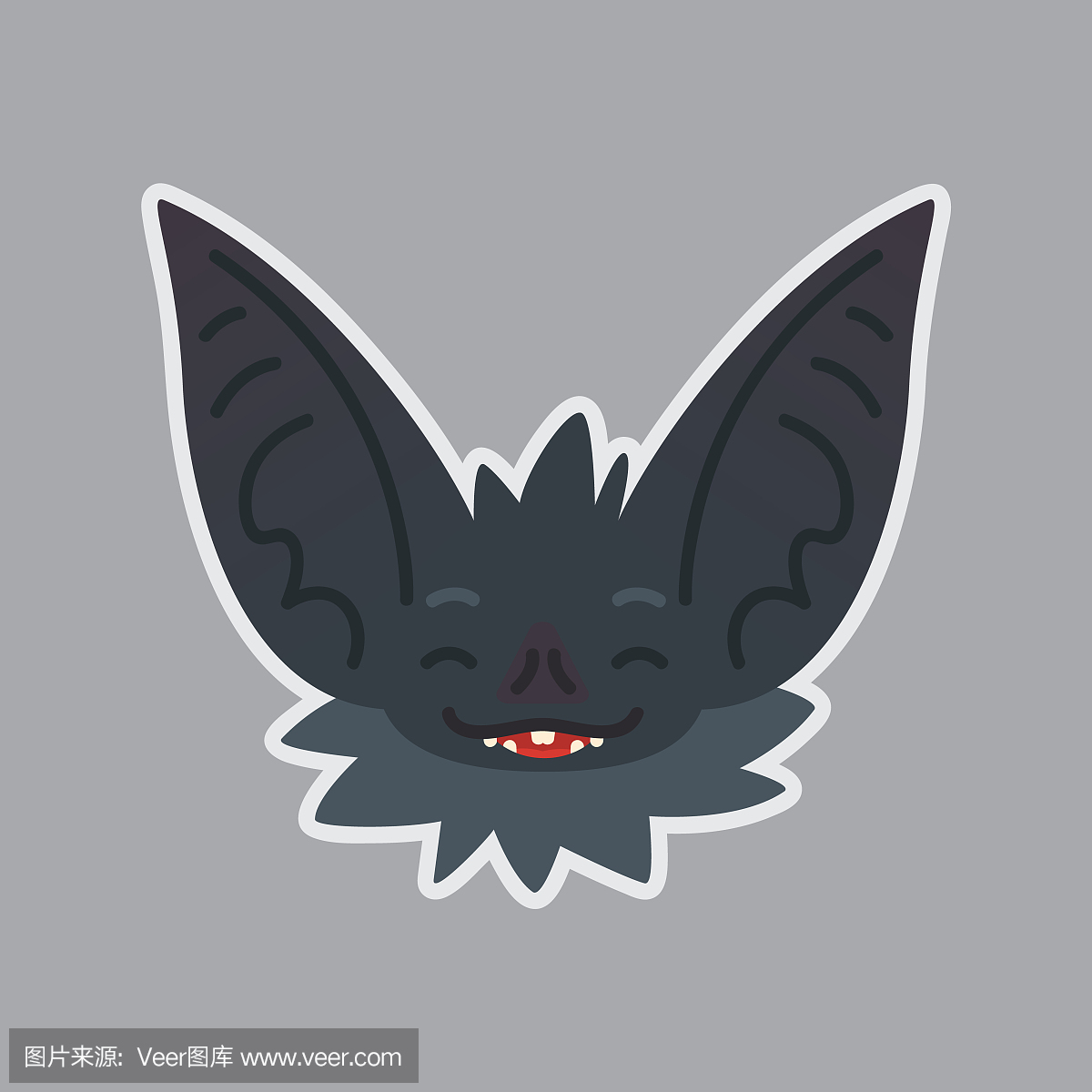 蝙蝠贴纸。表情符号。矢量图的可爱的万圣节蝙