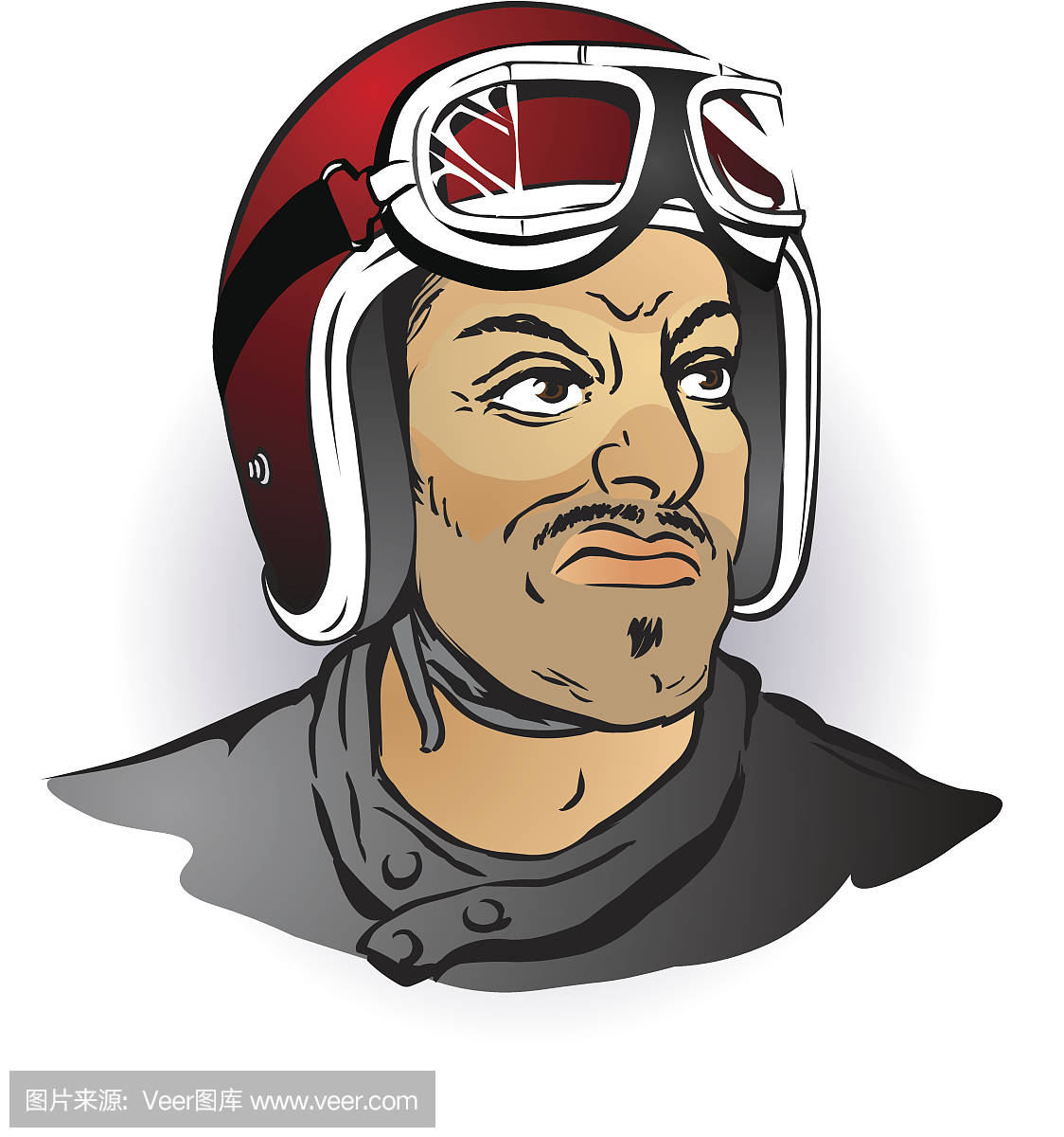 复古摩托车头盔咖啡车赛车人