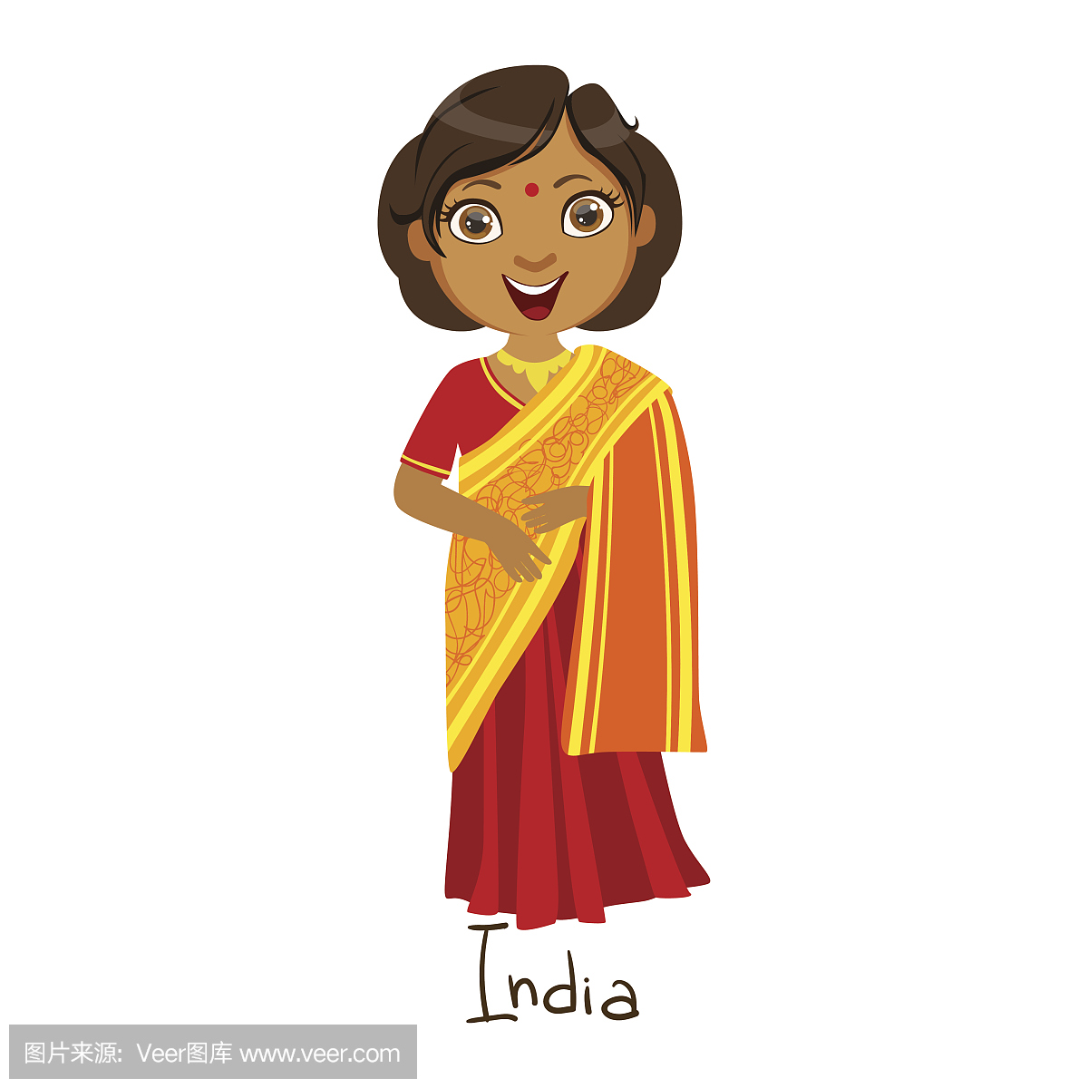 印度女孩国家国家衣服,穿传统为国家的莎丽服装