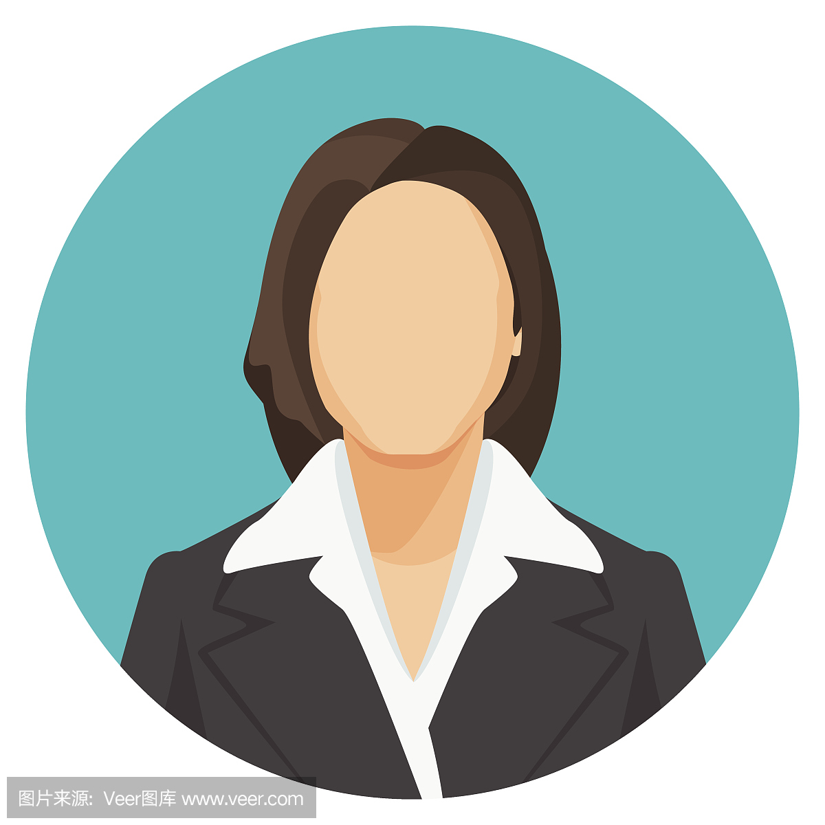 头像在四个圈子的女实业肖像。矢量用户图片