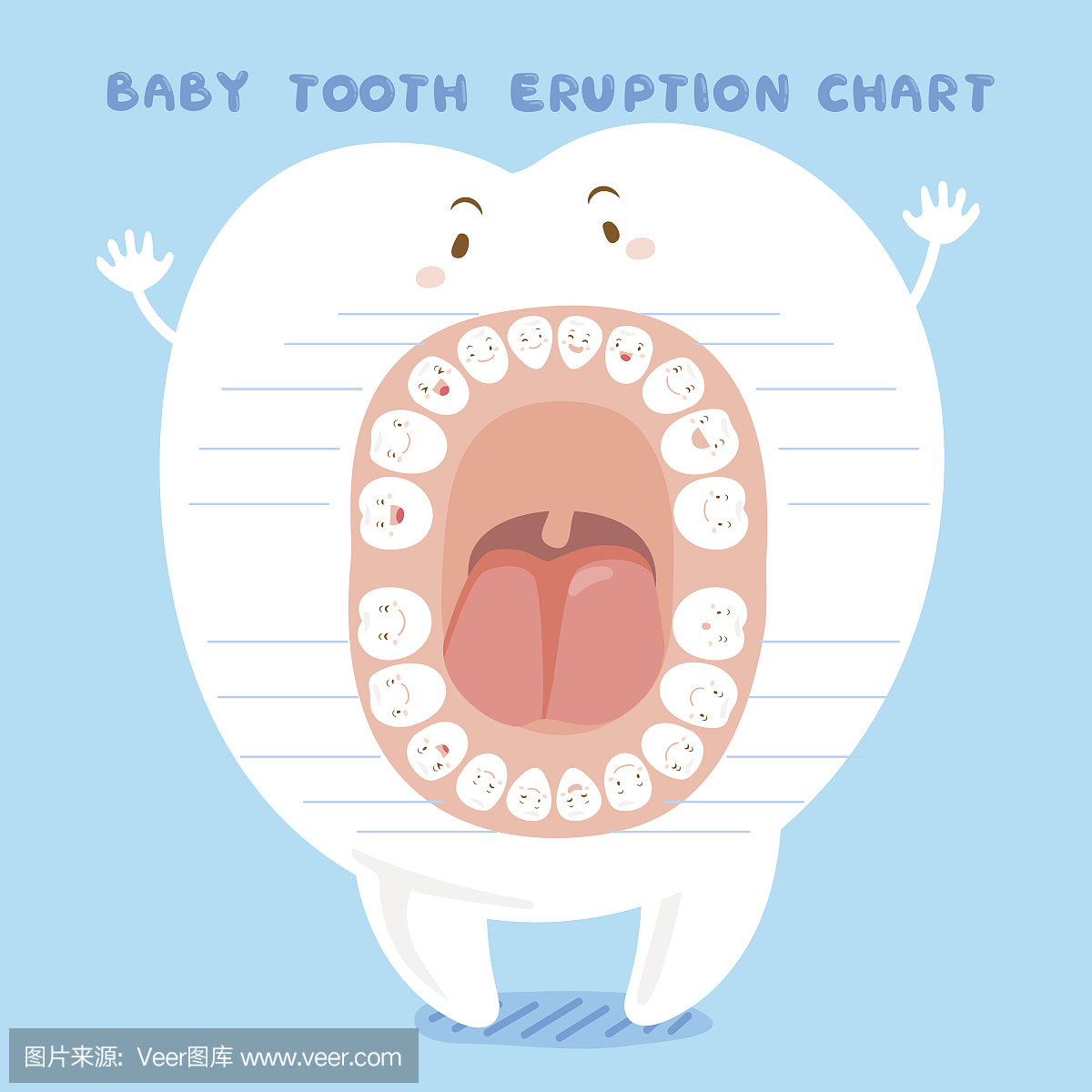 卡通婴儿牙齿喷发图