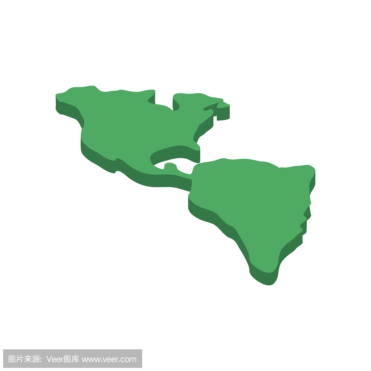 北美和南美地图等距图标