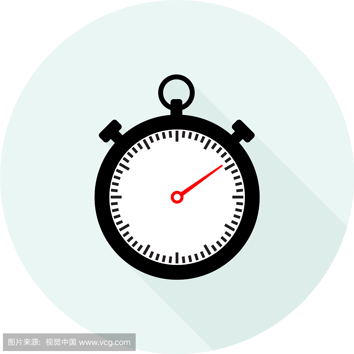 Stop Watch Icon Flat Graphic Design with Long