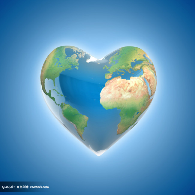Love planet 3d concept heart shaped earth Love planet 3d concept heart shaped earth