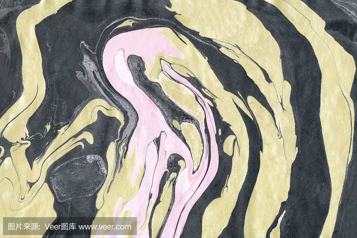 黄色,粉红色和黑色大理石壁纸。