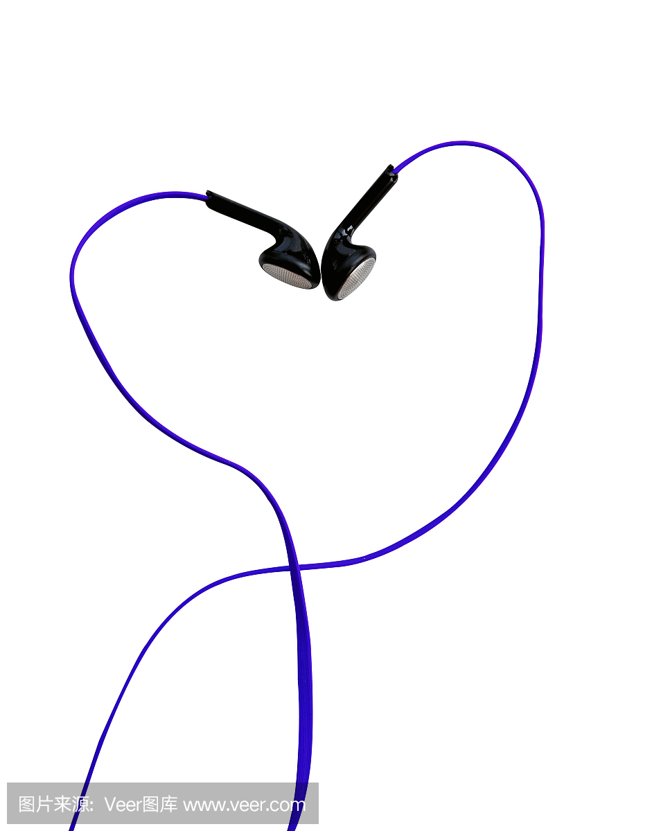 孤立在白色(剪辑路径)的心脏形状的耳机