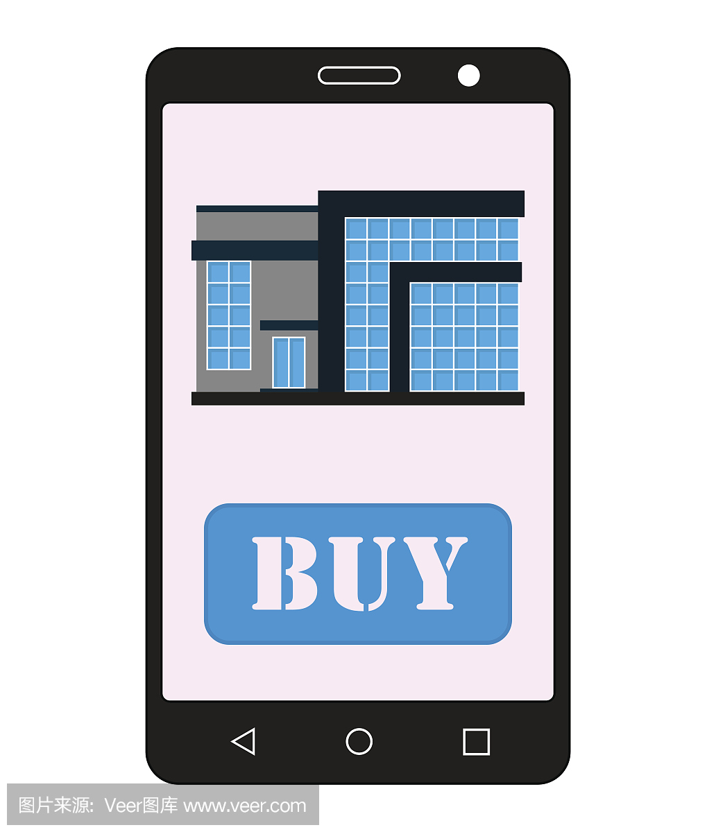 智能手机与房地产应用程序房屋出售。