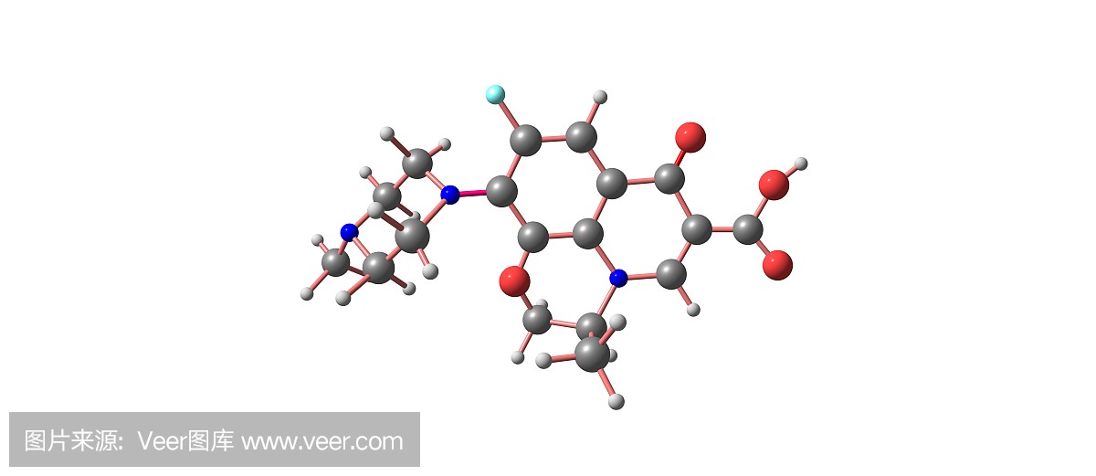 左氧氟沙星分子结构上白色孤立