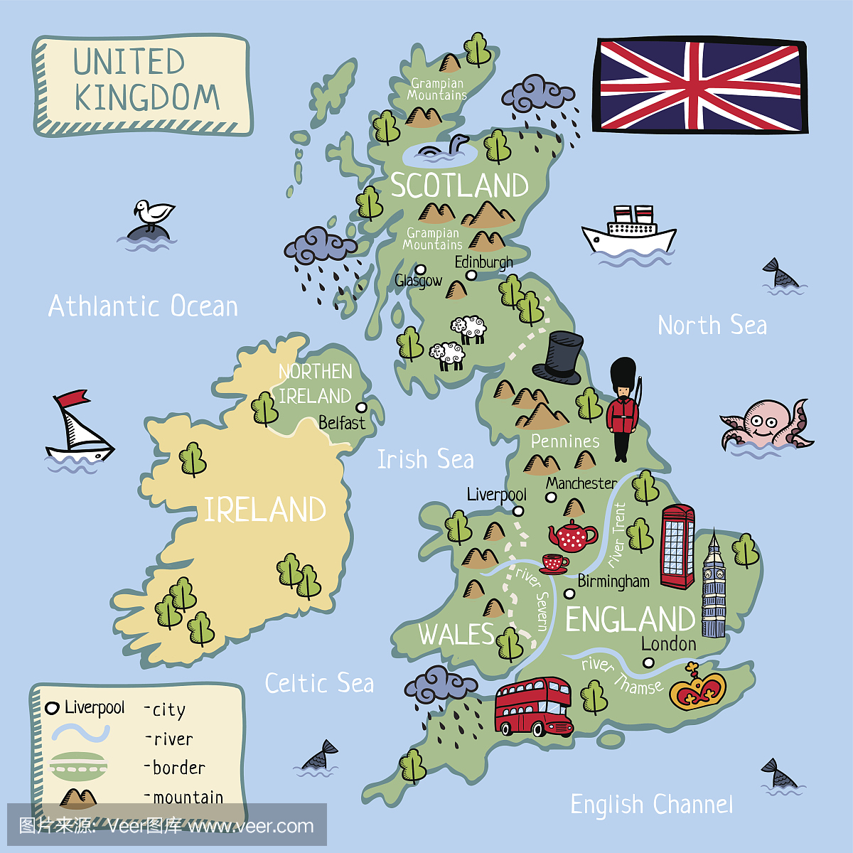英国山脉河流地图图片