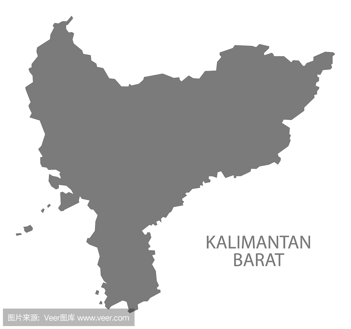 加里曼丹巴拉特印度尼西亚地图灰色