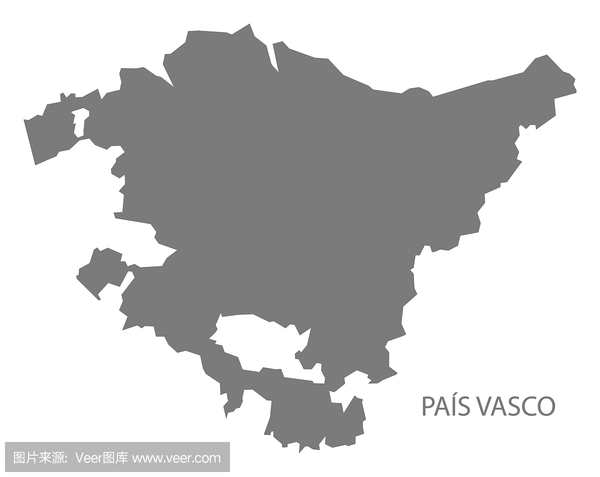 Pais Vasco西班牙地图灰色