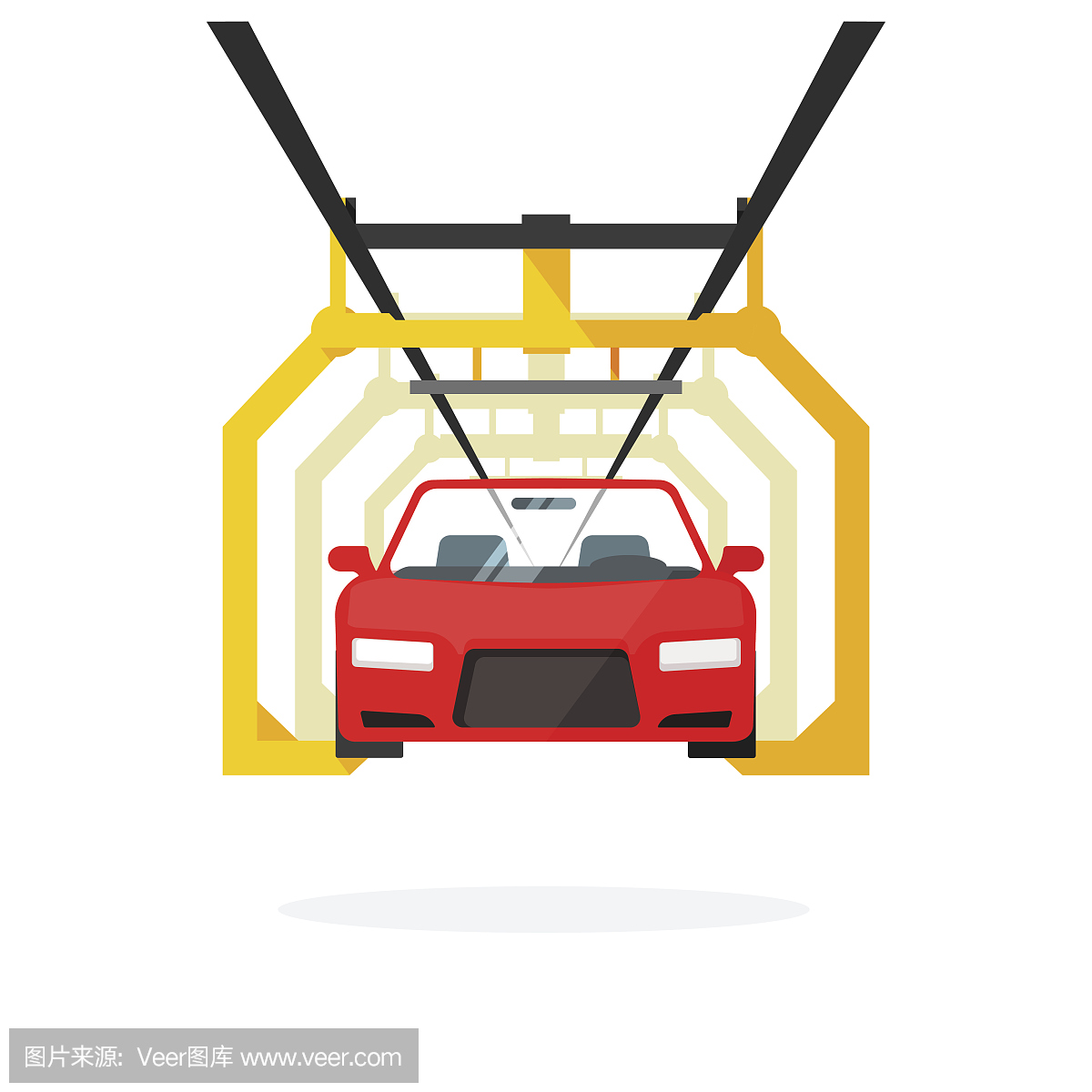 汽车生产线矢量图汽车维修过程,汽车制造