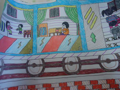 502班迎接地铁时代,做文明乘车人绘画作品 --178kb