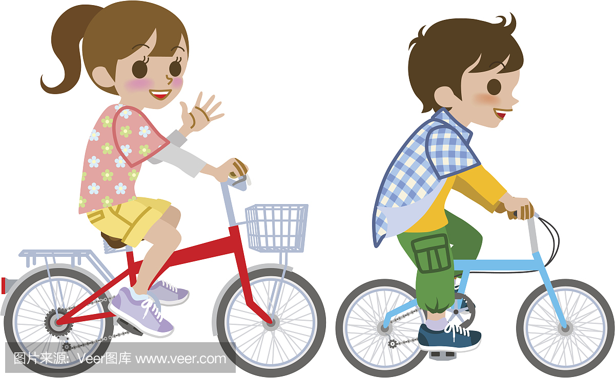 两个孩子骑自行车,隔离
