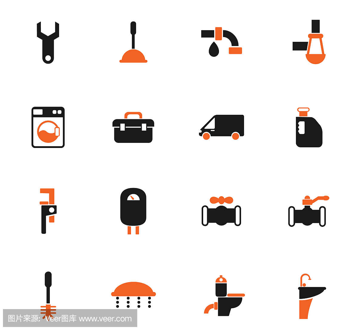 水管服务颜色图标集