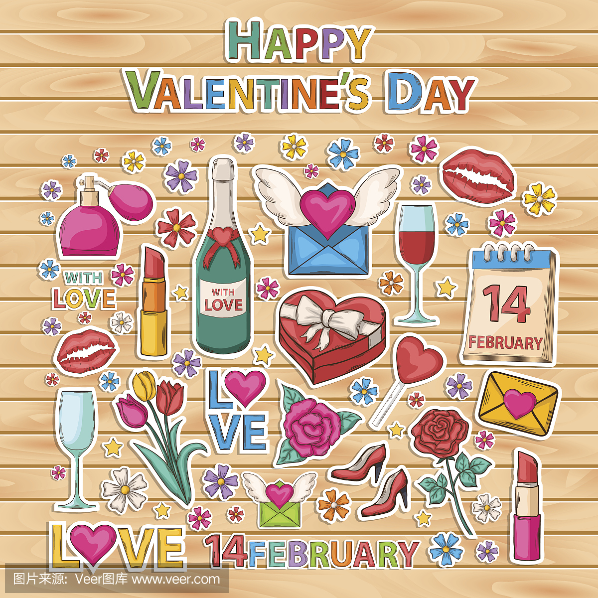 情人节快乐组set.Scrapbook set.Sticker。