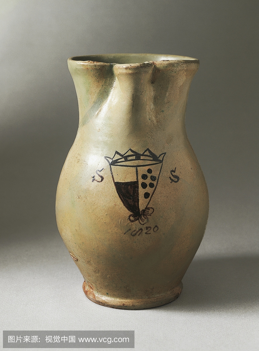 锰装饰水壶,双臂两侧有字母S,1520年,陶瓷,格罗