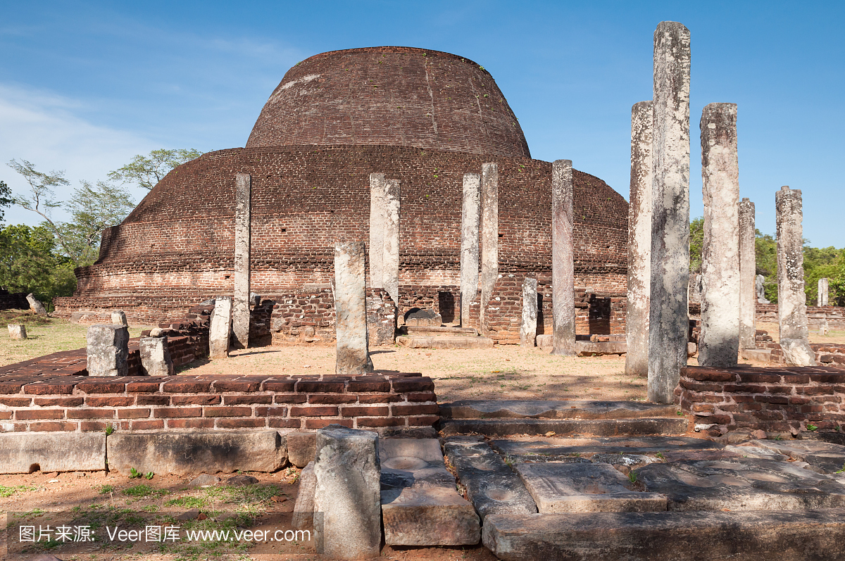 帕拉卢维埃拉在古老的Polonnaruwa,斯里兰卡
