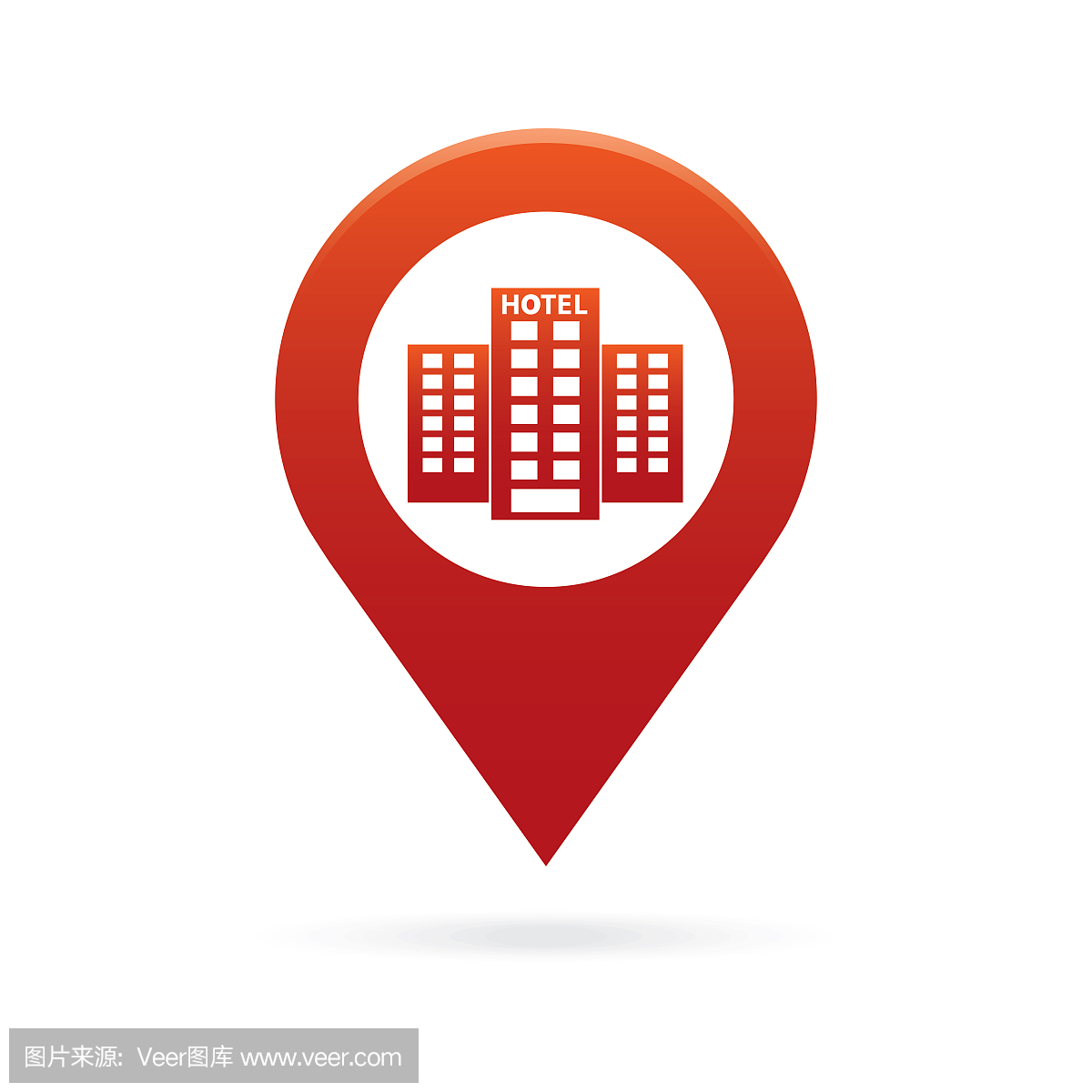 酒店地图指针图标标记GPS位置标志符号