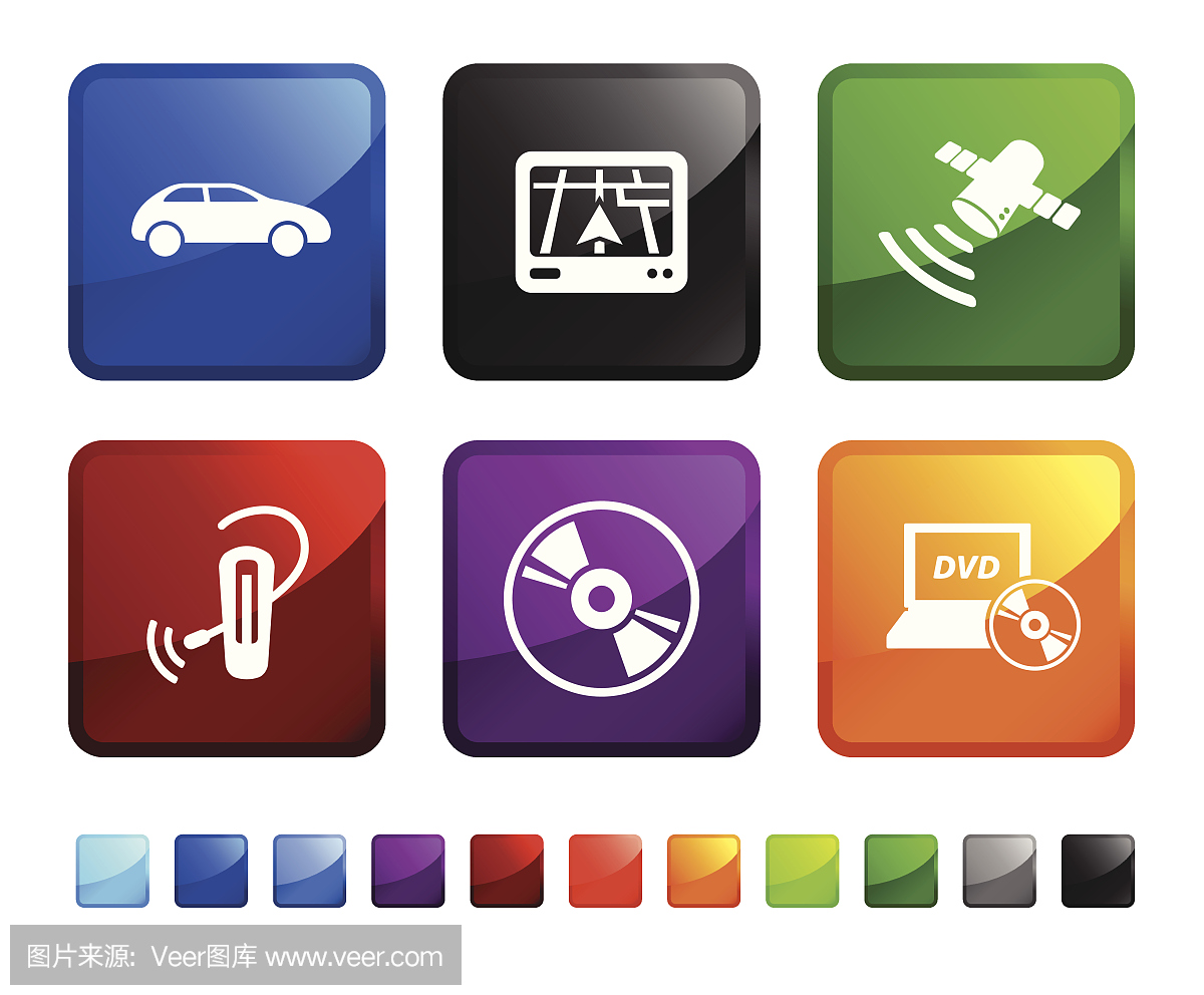 汽车电子版权免费矢量图标集贴纸