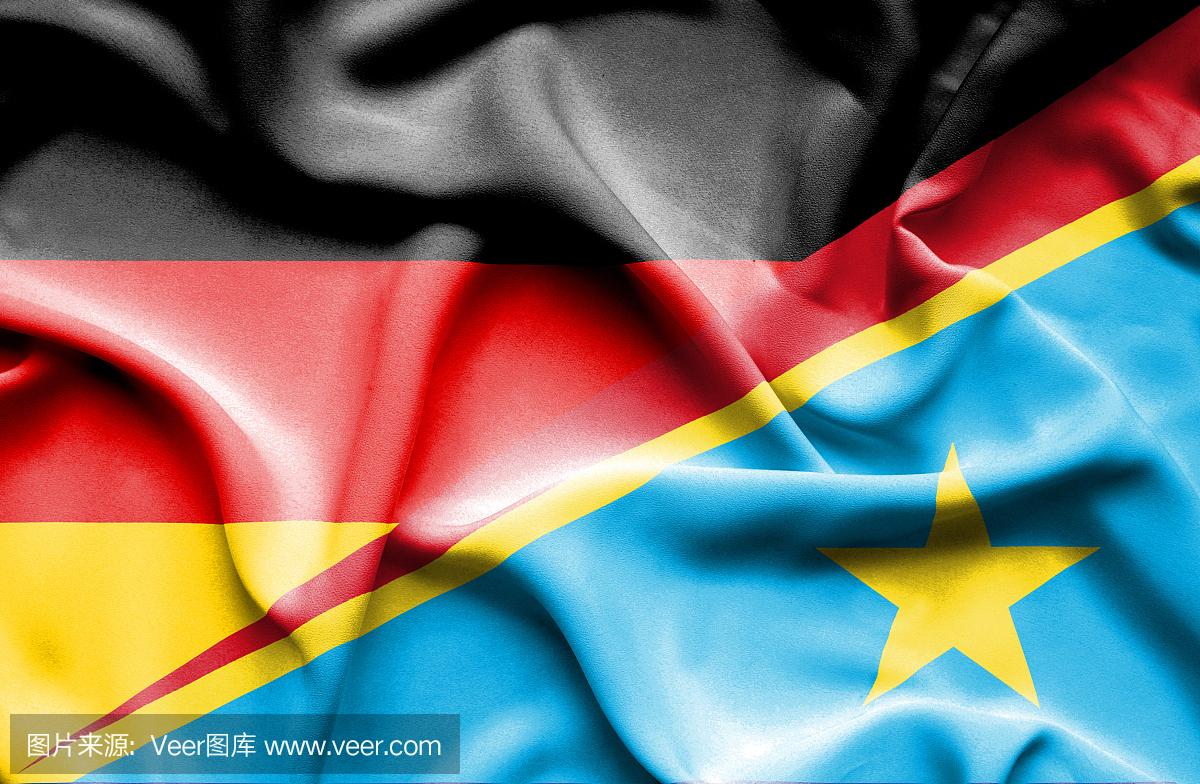挥舞旗帜的刚果民主共和国和德国