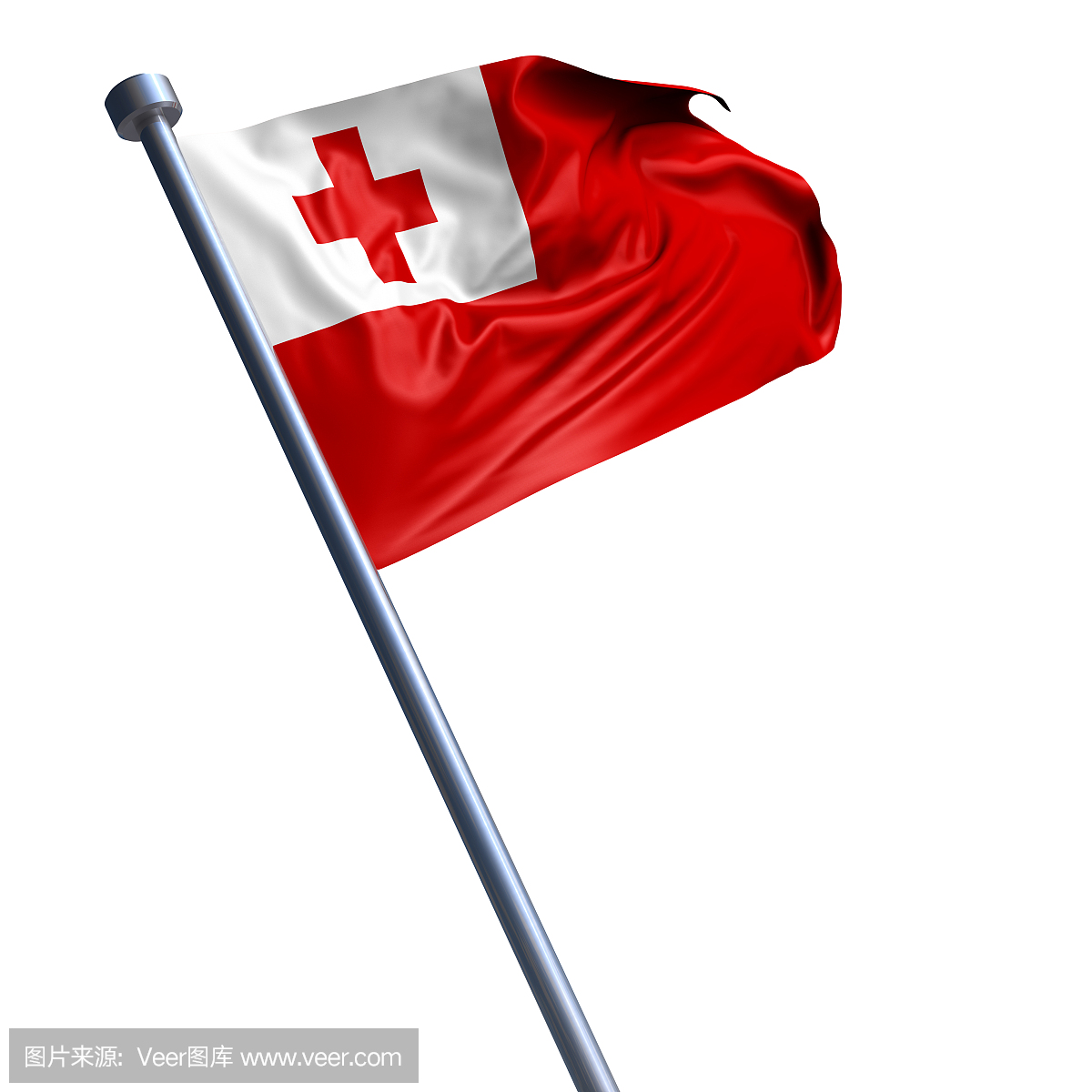 在白色隔离的汤加国旗