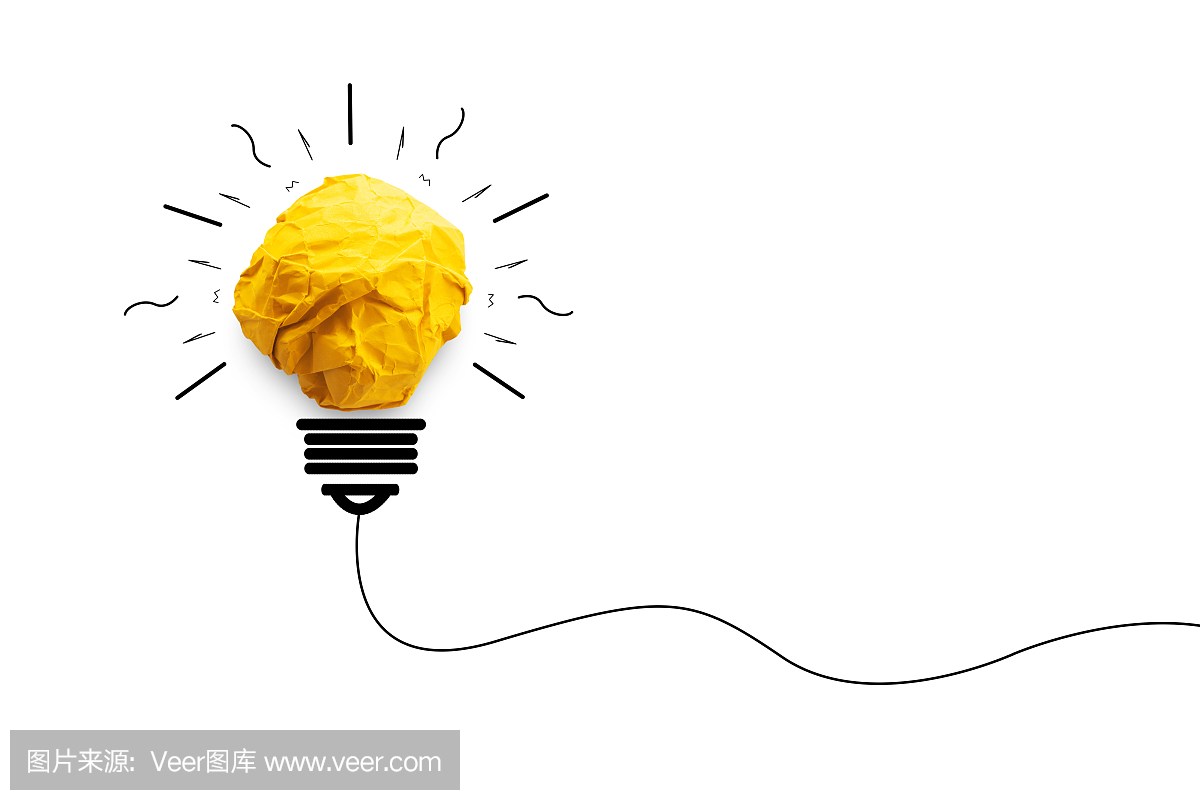 概念想法纸创造性的创新的电灯泡在白色背景