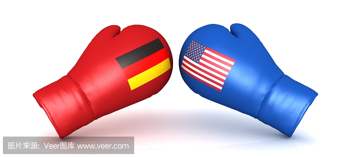 德国美国贸易战入口进口税危机对抗3d拳击手