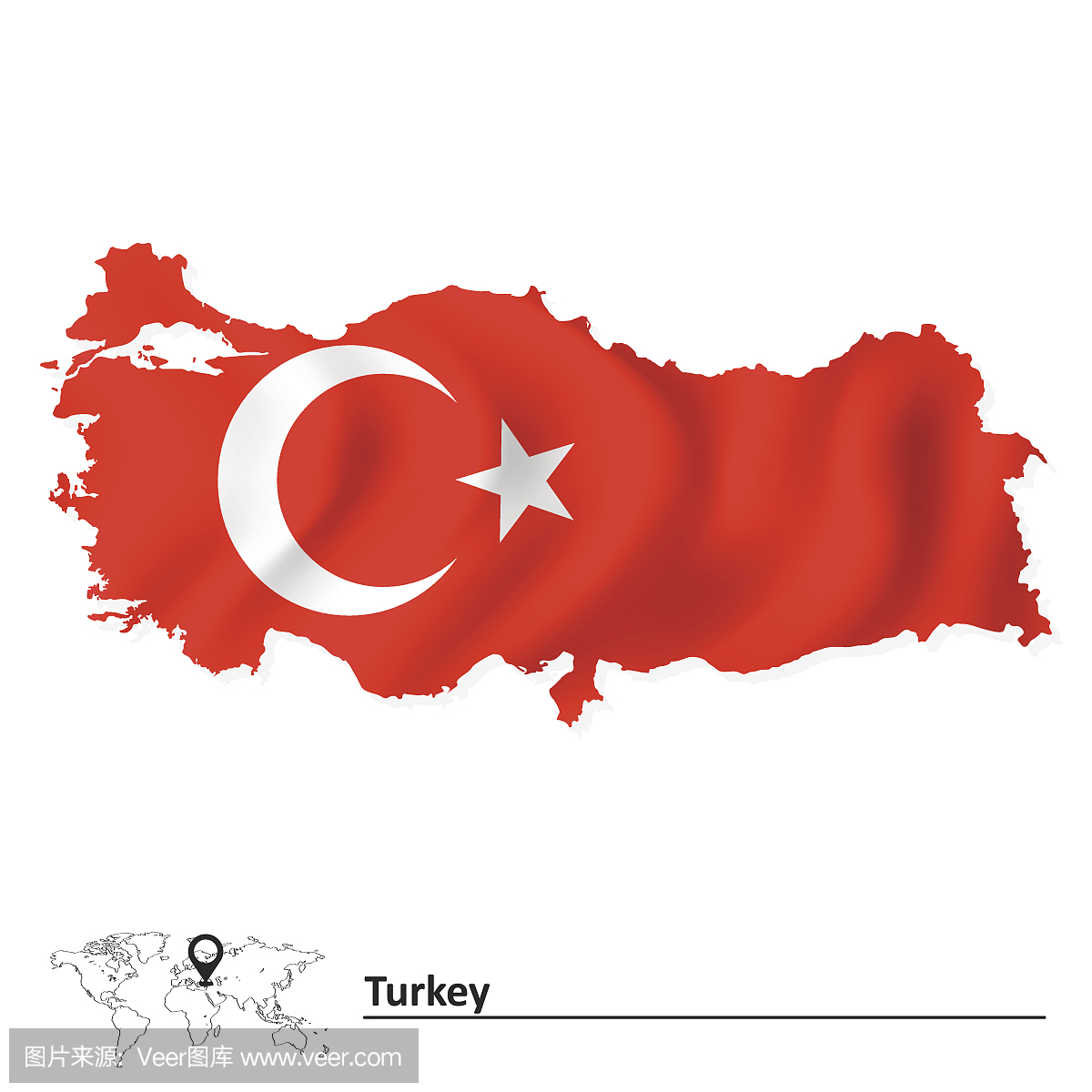 地图土耳其与国旗
