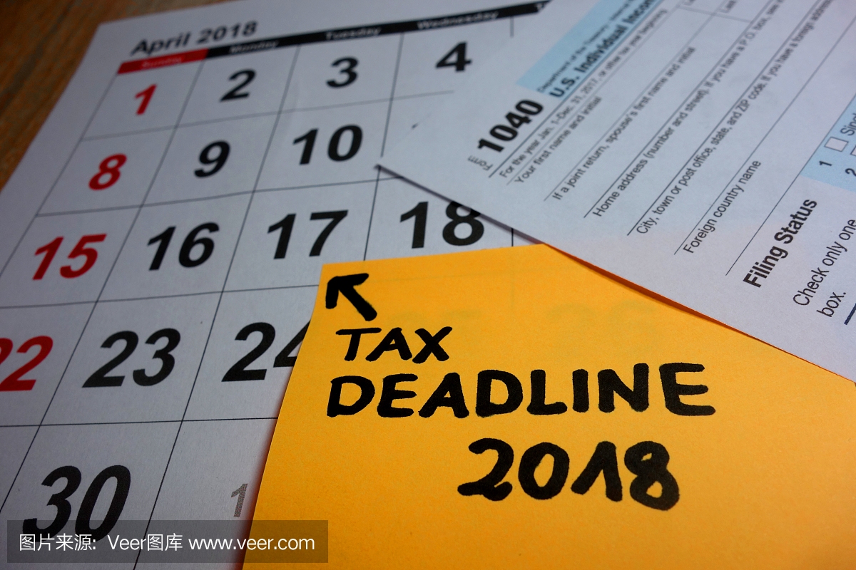 税收截止日期2018年在美国的概念