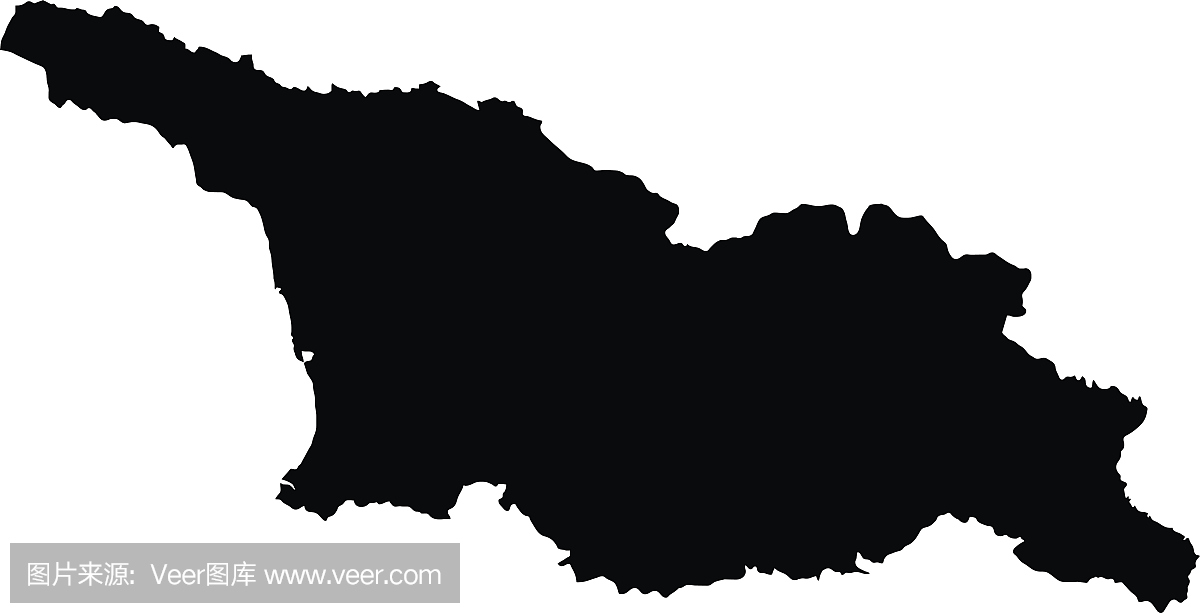 格鲁吉亚黑色地图在白色背景矢量