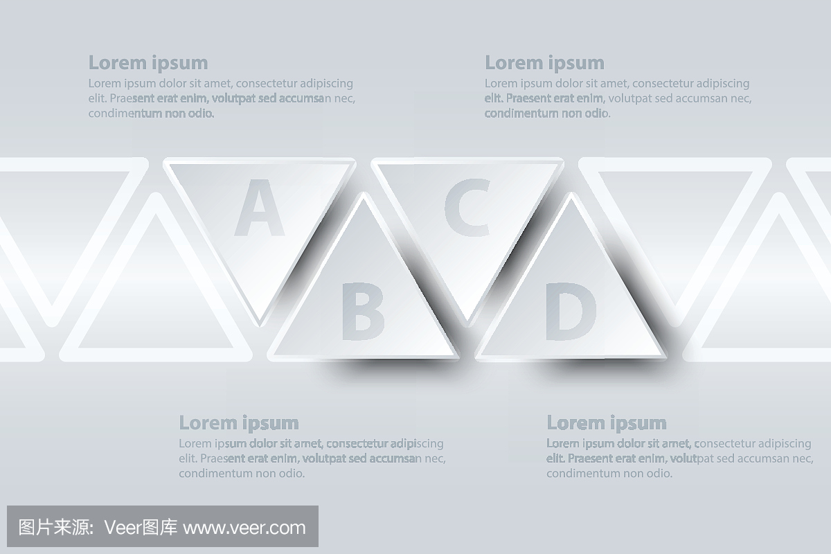 四个主题简单白皮书3D三角形序列为网站演示