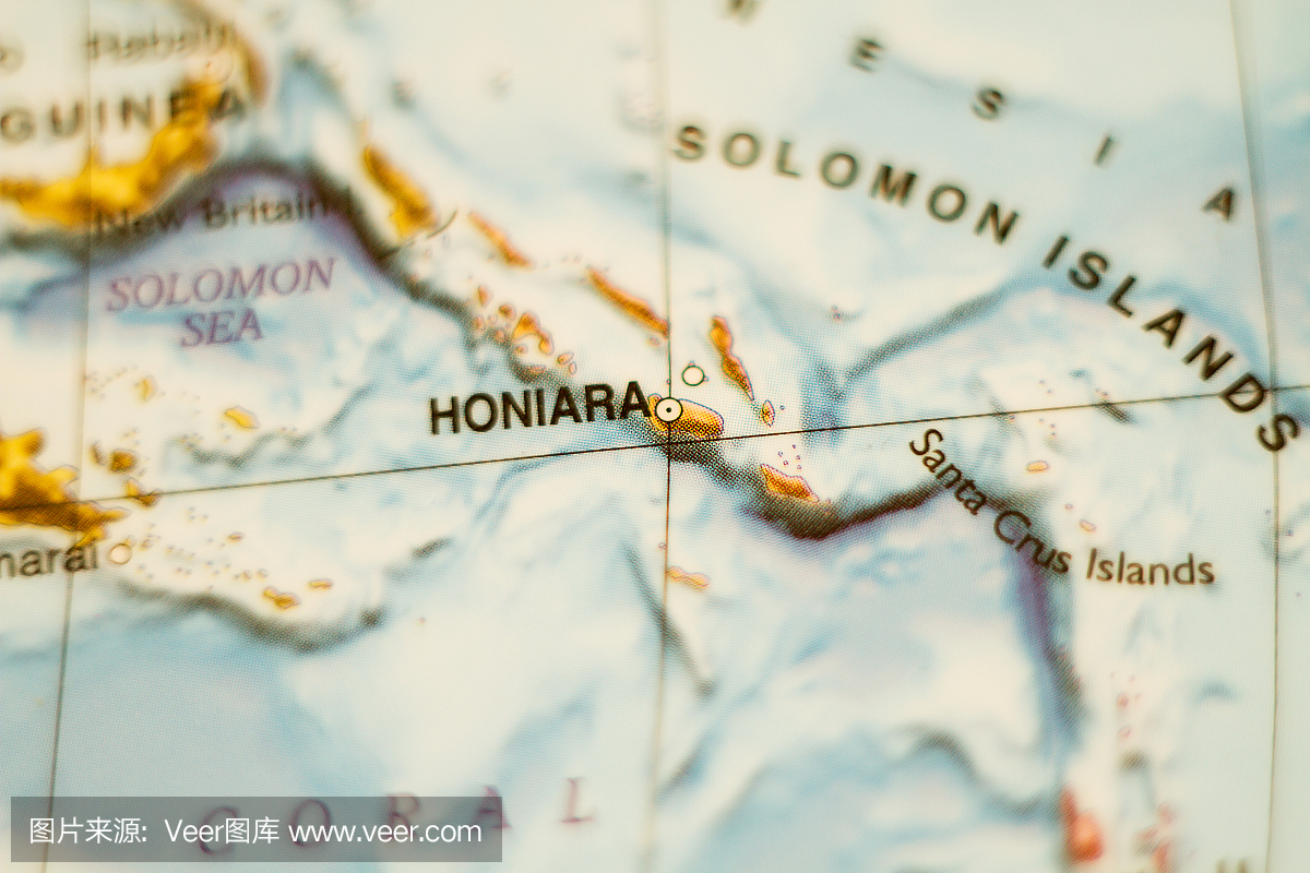 所罗门群岛国家地图。