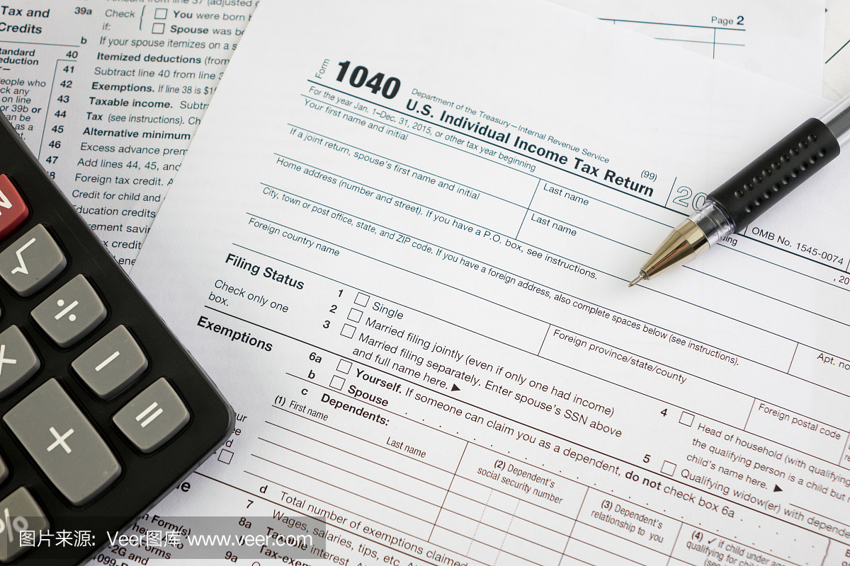 美国联邦所得税申报IRS 1040文件