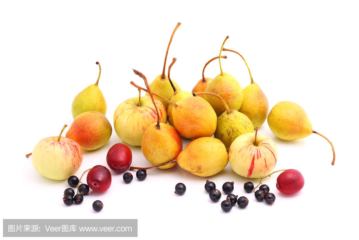 栽培的水果在白色